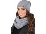 Set Di Berretto Invernale E Sciarpa Da Donna Vivisence, Copricapo Caldo E Copricollo Per L'inverno E L'autunno, Set Invernale Da Donna, Eu, Grigio Chiaro, Taglia Unica