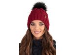 Cappello A Maglia Vivisence Da Donna - Cappello Con Pompon Da Donna - Cappello Invernale Con Pompon - Cappello Invernale Spesso E Accogliente - Rosso Vino