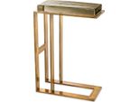 Casa Padrino Tavolino In Ottone Vintage 45 X 23 X H. 66 Cm - Tavolo Rettangolare In Acciaio Inox Con Piano In Vetro - Mobili - Mobili Per Il Soggiorno - Arredamento - Arredamento Per Il Soggiorno