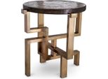 Casa Padrino Tavolino In Ottone Vintage Ø 57 X H. 56 Cm - Tavolino Rotondo In Acciaio Inox Con Piano In Vetro - Mobili - Mobili Soggiorno - Arredamento - Arredamento Soggiorno
