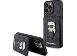 Karl Lagerfeld Klhcp15Xsakknsck Custodia Rigida Per Iphone 15 Pro Max 6.7 Czarny/Nero Saffiano Cardslots E Stand Monogram Ikonik Patch