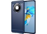 Custodia Per Huawei Mate 40 In Silicone Tpu Morbido, Fibra Di Carbonio, Custodia Protettiva Antiurto Blu