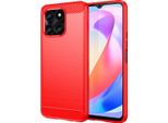 Custodia Per Honor X6A In Silicone Tpu Morbido, Fibra Di Carbonio, Custodia Protettiva Antiurto Rossa