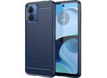 Custodia Per Motorola Moto G14 In Silicone Tpu Morbido, Fibra Di Carbonio, Custodia Protettiva Antiurto Blu