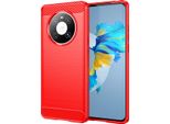 Custodia Per Huawei Mate 40 In Silicone Tpu Morbido, Fibra Di Carbonio, Custodia Protettiva Antiurto Rossa
