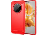 Custodia Per Huawei Mate 50 In Silicone Tpu Morbido, Fibra Di Carbonio, Custodia Protettiva Antiurto Rossa
