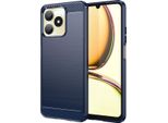 Custodia Per Realme C53 In Silicone Tpu Morbido, Fibra Di Carbonio, Custodia Protettiva Antiurto Blu