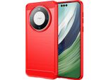 Custodia Per Huawei Mate 60 Pro In Silicone Tpu Morbido, Fibra Di Carbonio, Custodia Protettiva Antiurto Rossa