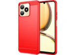 Custodia Per Realme C53 In Silicone Tpu Morbido, Fibra Di Carbonio, Custodia Protettiva Antiurto Rossa