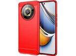 Custodia Per Realme 11 Pro In Silicone Tpu Morbido, Fibra Di Carbonio, Custodia Protettiva Antiurto Rossa