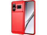 Custodia Per Realme GT5 In Silicone Tpu Morbido, Fibra Di Carbonio, Custodia Protettiva Antiurto Rossa