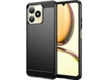 Custodia Per Realme C53 In Silicone Tpu Morbido, Fibra Di Carbonio, Custodia Protettiva Antiurto Nera