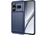 Custodia Per Realme GT5 In Silicone Tpu Morbido, Fibra Di Carbonio, Custodia Protettiva Antiurto Blu