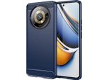 Custodia Per Realme 11 Pro In Silicone Tpu Morbido, Fibra Di Carbonio, Custodia Protettiva Antiurto Blu