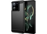 Custodia Per Xiaomi 13T / 13T Pro / Redmi K60 Silicone Tpu Ultra Morbido, Fibra Di Carbonio, Custodia Protettiva Antiurto Nero