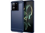 Custodia Per Xiaomi 13T / 13T Pro / Redmi K60 Silicone Tpu Ultra Morbido, Fibra Di Carbonio, Custodia Protettiva Antiurto Blu
