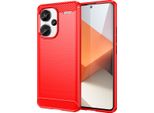 Custodia Per Xiaomi Redmi Note 13 Pro+ Silicone Tpu Morbido, Fibra Di Carbonio, Custodia Protettiva Antiurto Rosso