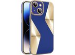 Per Apple Iphone 15 Plus Placcatura Silicone Tpu Custodia Del Telefono Cellulare Con Protezione Fotocamera Blu Scuro
