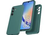 Custodia Per Samsung Galaxy A34 Morbido Silicone Liquido, Custodia In Gomma Antiurto Verde Notte