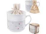 Orion Tazza In Ceramica Con Sacchetto Tazza Da Tè Tazza Da Caffè Tazza In Ceramica Bianca Heart 650 Ml