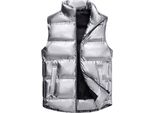 Gilet Caldo Da Uomo Con Collo Alto In Argento, Nuove Giacche Senza Maniche Lucide Per L'autunno E L'inverno, Taglia L