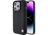 Bmw Bmhcp15L22Rdpk Custodia Rigida Per Iphone 15 Pro 6.1Czarny/Nero In Pelle Con Trama E Strisce