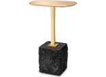 Casa Padrino Tavolino Ottone/Nero 35 X 25 X H. 54,5 Cm - Tavolino In Ottone Con Base In Granito - Mobili - Mobili Per Il Soggiorno - Arredamento - Arredamento Per Il Soggiorno