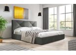 Gutto Letto Imbottito Con Contenitore 120Cm Grigio Scuro Tessuto Moderno Con Contenitore Doghe In Legno Doghe In Legno Doghe In Legno