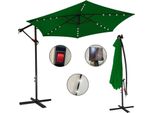 Tolletour Ombrellone Verde Led Solare Ø350Cm Ombrellone Semaforo Ombrellone Da Giardino Ombrellone Da Mercato Ombrellone A Manovella Balcone Alluminio Inclinabile