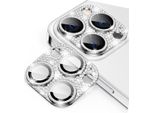Per Apple Iphone 15 Pro / Pro Max Glitter Protettivo Vetro Fotocamera Lente H9 Vetro Duro Argento