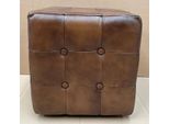 Casa Padrino Sgabello Chesterfield In Pelle Marrone 40 X 40 X H. 40 Cm - Sgabello In Vera Pelle - Sgabello Cubo In Vera Pelle - Soggiorno Chesterfield - Mobili In Vera Pelle - Mobili