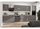 Mobile Cucina Kvantum Altezza 400 Cm Ribalta Bianca Frontali Mdf Polvere Grigio Opaco Estensione Parziale