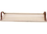 Vassoio Decorativo In Legno Con 2 Maniglie In Pelle - Circa 60 X 20 Cm