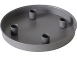Vassoio Portacandele Rotondo In Metallo Ø 25 Cm Con 4 Portacandele Magnetici - Colore: Grigio