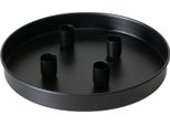 Vassoio Portacandele Rotondo In Metallo Ø 25 Cm Con 4 Portacandele Magnetici - Colore: Nero