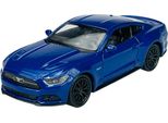Welly 2015 Ford Mustang Gt Blu 1:34-1:39 Modello In Metallo Pressofuso Nuovo In Scatola 43707
