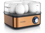 Cuociuova Arendo A 8 Uova, 500 W, Acciaio Inox, Funzione Keep Warm, Durezza Regolabile, Per 8 + Uova, Rame