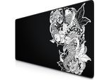 Titanwolf Xxl Speed Mouse Pad Titanwolf Black 900 X 400 Mm, Tappetino Per Mouse Xxl, Tappetino Da Scrivania Di Grandi Dimensioni, Migliora La Precisione E La Velocità, Koi Tattoo 3