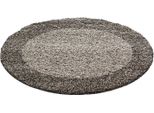 Tappeto A Pelo Alto Life Taupe 120 Cm Rotondo
