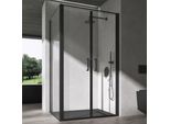 Doporro Box Doccia Rettangolare 80X90X195Cm | Cabina Doccia Ad Angolo Con Doppia Porta Battente In Vetro Temperato Trasparente E Profilo Nero | Ravenna66K