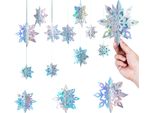 Set Di 6 - Fiocchi Di Neve Olografici 3D, Fiocchi Di Neve Pendenti Glitterati, Ornamenti Per L'albero Di Natale, Decorazioni Natalizie - Holoflake