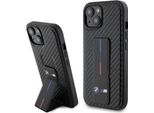 Bmw Bmhcp15Sgspcck Iphone 15 / 14 / 13 6.1 Czarny / Nero Custodia Rigida Grip Stand Liscio E Carbonio
