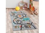 Tappeto Per Bambini Safari / Gioco Di Strada Grigio Dimensioni - 80 X 150 Cm