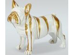 Casa Padrino Statuetta Decorativa Cane Bulldog Bianco/Oro 89 X H. 68 Cm - Scultura Decorativa In Resina - Decorazione Soggiorno - Statuetta Decorativa Animale