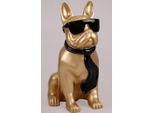 Casa Padrino Statuetta Decorativa Cane Bulldog Oro/Nero H. 65 Cm - Scultura Decorativa In Resina - Decorazione Soggiorno - Statuetta Decorativa Animale