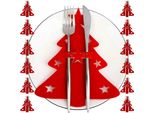 Portaposate Abete Decorazione Tavola Natalizia Feltro Rosso 12 Pezzi 22304