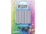 Candele 10Pz + Supporti 10Pz Argento