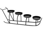 Portacandele Dell'avvento Schlitten Per 4 Candele - Circa 44 Cm - Portacandele In Metallo Nero