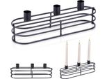 Portacandele Portacandele Per 3 Candele In Metallo Nero 29,5X8,5X9,5 Cm