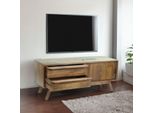 Porta Tv HWC-L96, Tavolino Tv Cassettiera, Cassettiera In Legno Massiccio Di Mango 46X110X35Cm Certificato Mvg